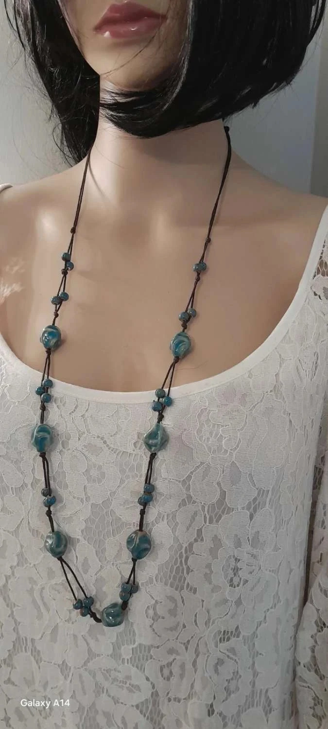 Collar de cerámica, azul, estilo Bohemio – photo 2
